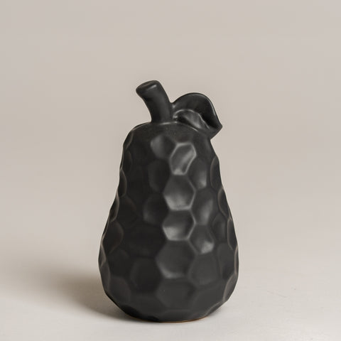Pieza pera decorativa ceramica Pear negra 9x15cm