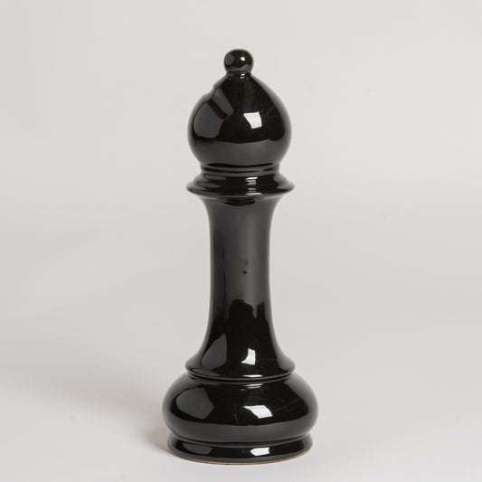 Pieza de ajedrez ceramica negra Alfil 9x27 cm