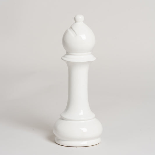 Pieza de ajedrez ceramica blanca Alfil 9x27 cm