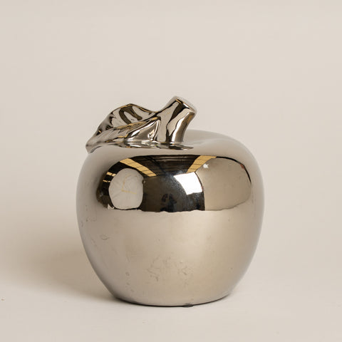 Pieza decorativa silver manzana ceramica 8x12 cm