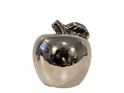 Pieza decorativa silver manzana ceramica 8x12 cm
