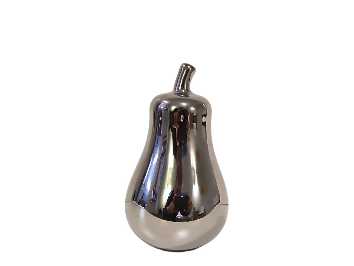 Pieza decorativa silver pera ceramica 7x14 cm