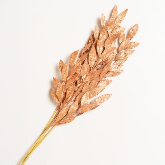 Planta hoja decorativa navidad cobre set x 4 70 cm