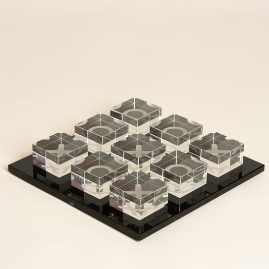 Pieza decorativa glass Tik Tak Toe 23x23x4 cm