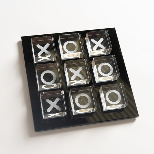 Pieza decorativa glass Tik Tak Toe 23x23x4 cm