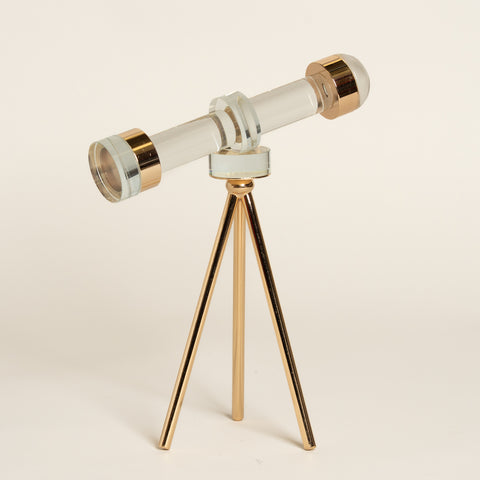 Pieza decorativa glass Telescope dorado 20x20 cm
