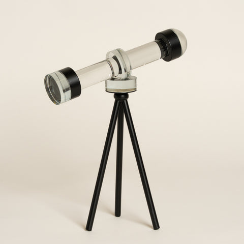 Pieza decorativa glass Telescope negro 20x20 cm