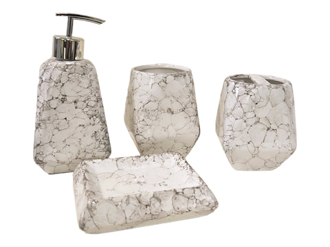 Dispenser para baño de ceramica simil marmol set
