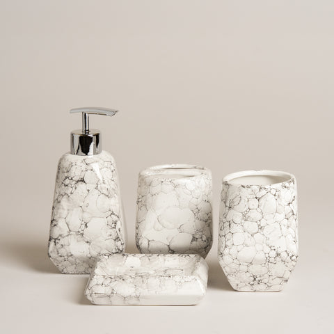 Dispenser para baño de ceramica simil marmol set