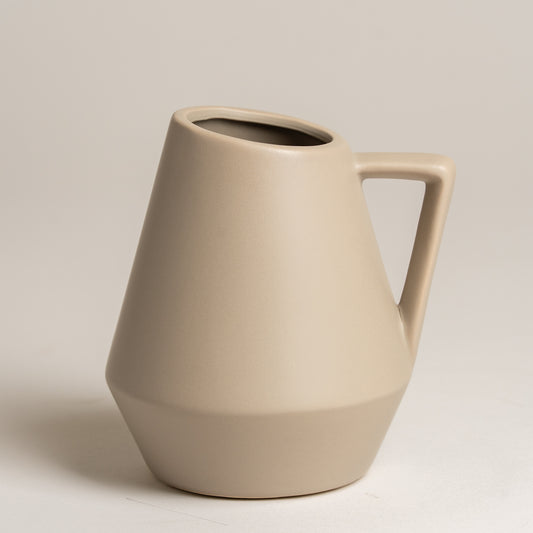 Jarron con asa gris medidas 15 x 16cm