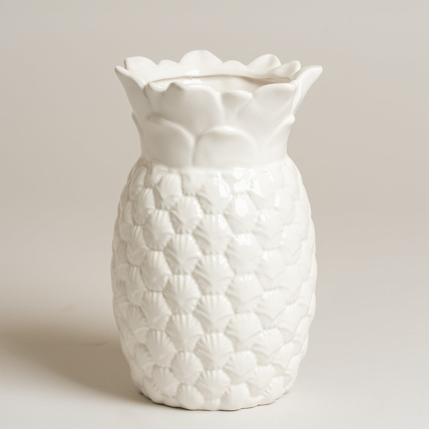 Jarron ceramica anana blanco medidas 13x21cm