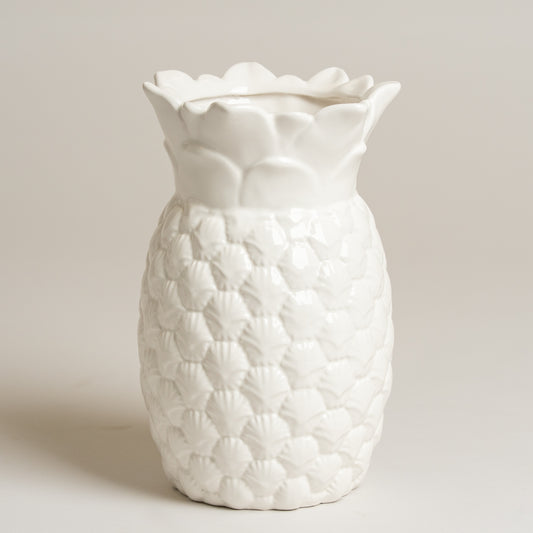 Jarron ceramica anana blanco medidas 13x21cm