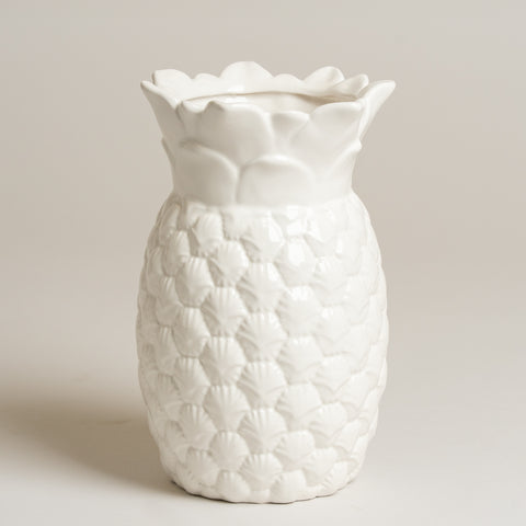 Jarron ceramica anana blanco medidas 13x21cm