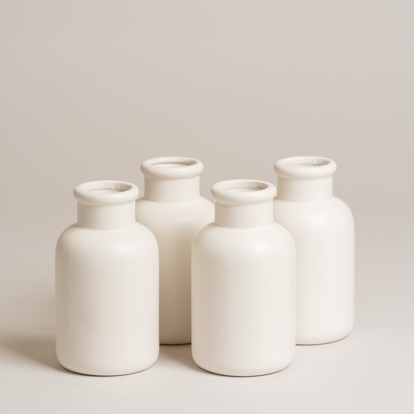 Jarron cuello alto blanca set x 4 7.5x14cm