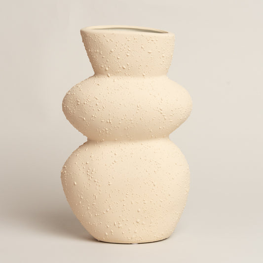 Florero ceramica Poe hueso L 8x29 cm