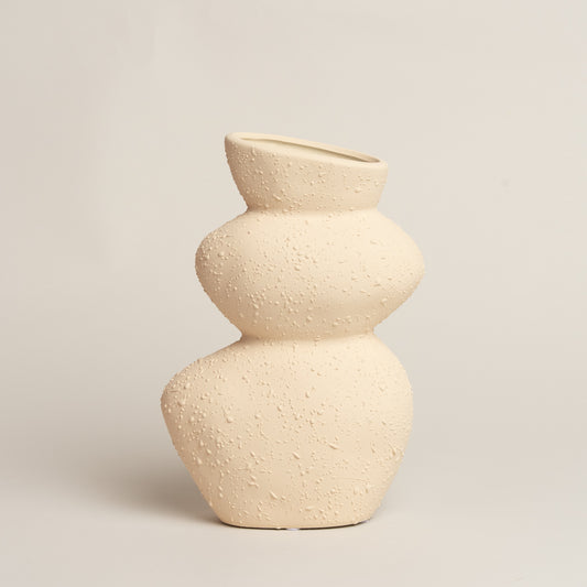 Florero ceramica Poe hueso M  7x24 cm