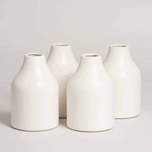 Jarron ceramica Koullon blanco set x 4 10x15 cm