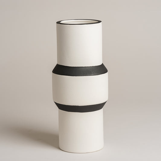 Florero ceramica grey Lines 13x13x30 cm