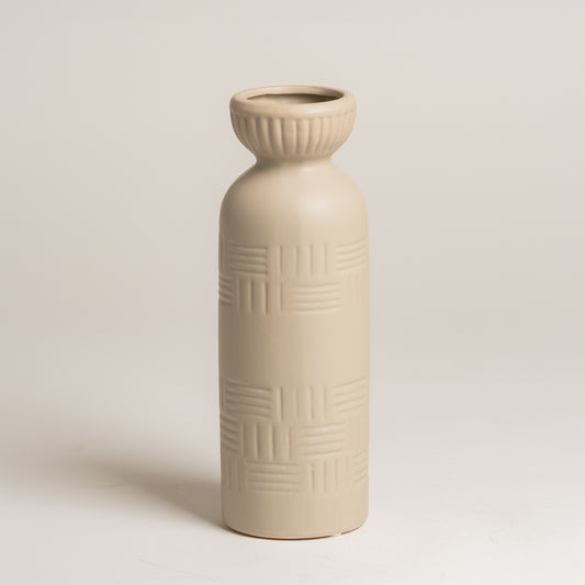 Jarron ceramica stretched gris 8x24 cm