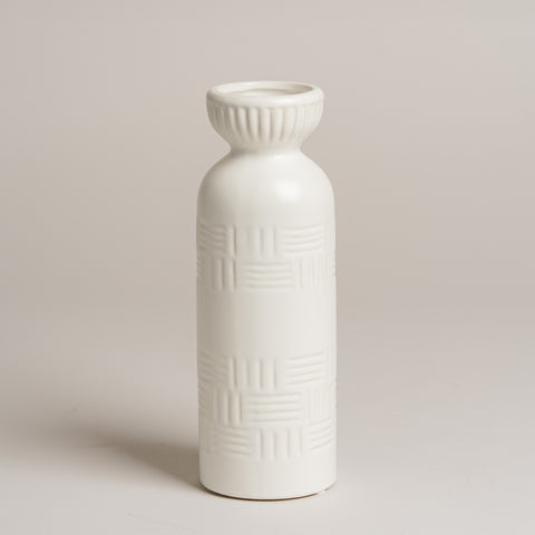 Jarron ceramica stretched blanco 8x24 cm