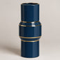 Jarron ceramica Lux azul y dorado 10x30 cm