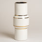 Jarron ceramica Lux blanco y dorado 10x30 cm
