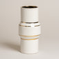 Jarron ceramica Lux blanco y dorado 10x25 cm