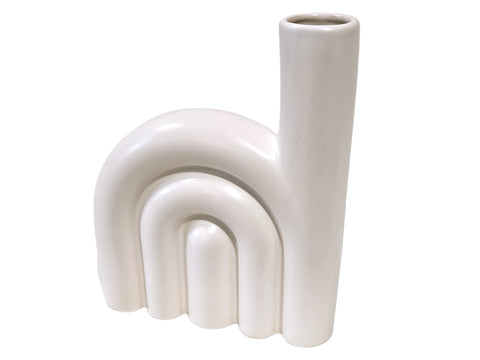 Florero ceramica Rodas blanco L 22x26 cm