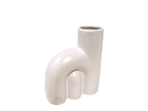 Florero ceramica Rodas blanco M 14x14 cm