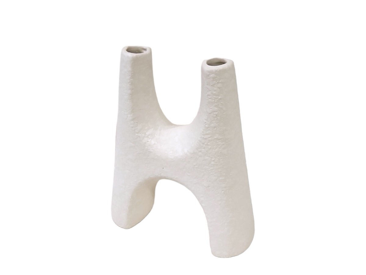 Florero ceramica H blanco 13x16 cm