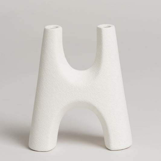 Florero ceramica H blanco 13x16 cm