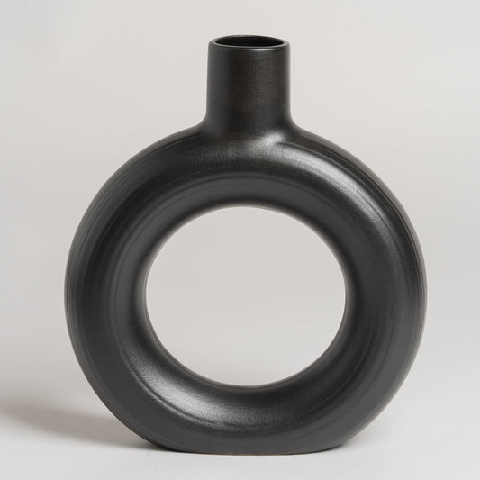 Florero ceramica Jade negro l 23x26 cm