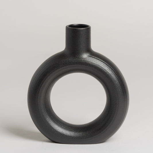 Florero ceramica Jade negro m 17x20 cm