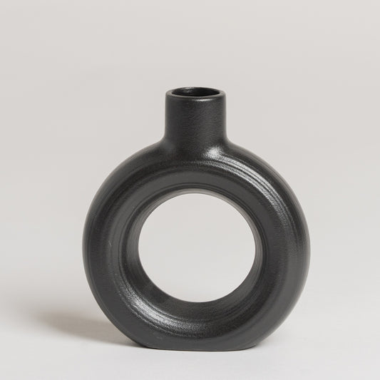 Florero ceramica Jade negro s 12x14 cm