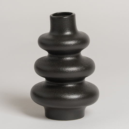Florero ceramica Urulette negro l 11x18 cm