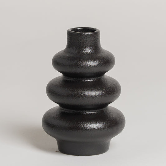 Florero ceramica Urulette negro m 10x14 cm