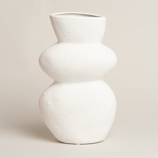 Florero ceramica Poe blanco L 8x29 cm