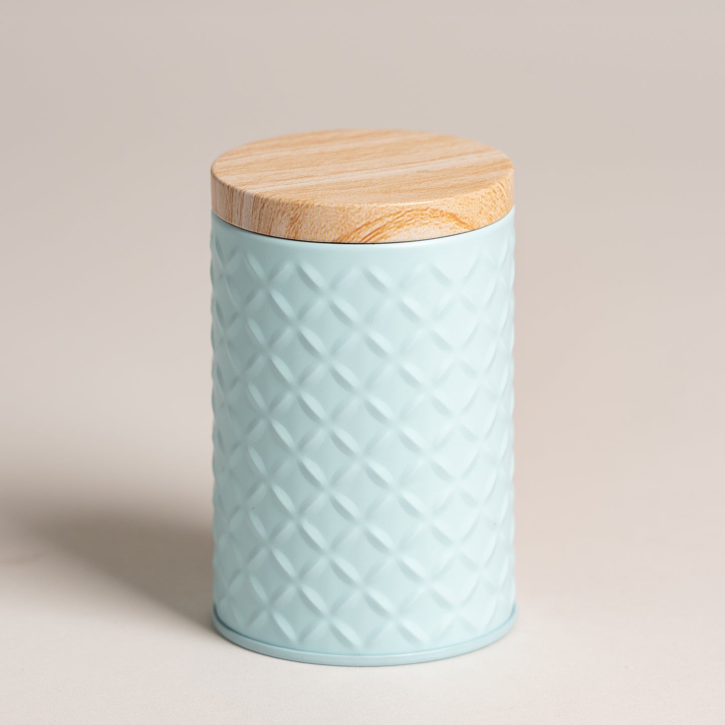 Lata tapa tipo madera base celeste 7x11 cm