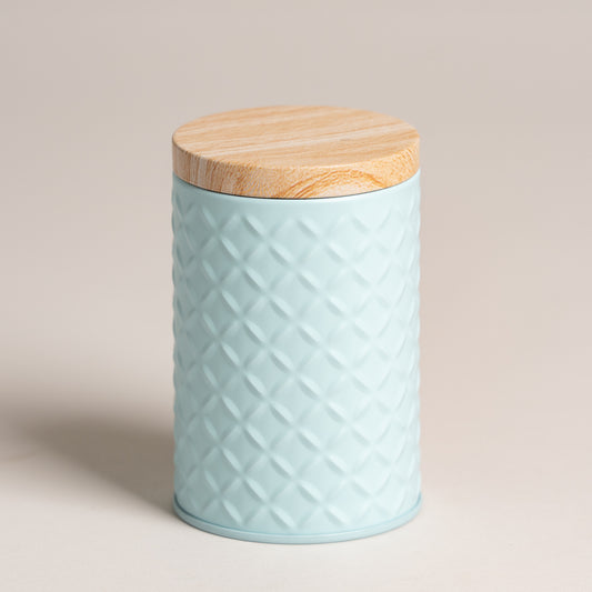 Lata tapa tipo madera base celeste 7x11 cm