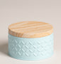 Lata tapa tipo madera base celeste 10x6 cm