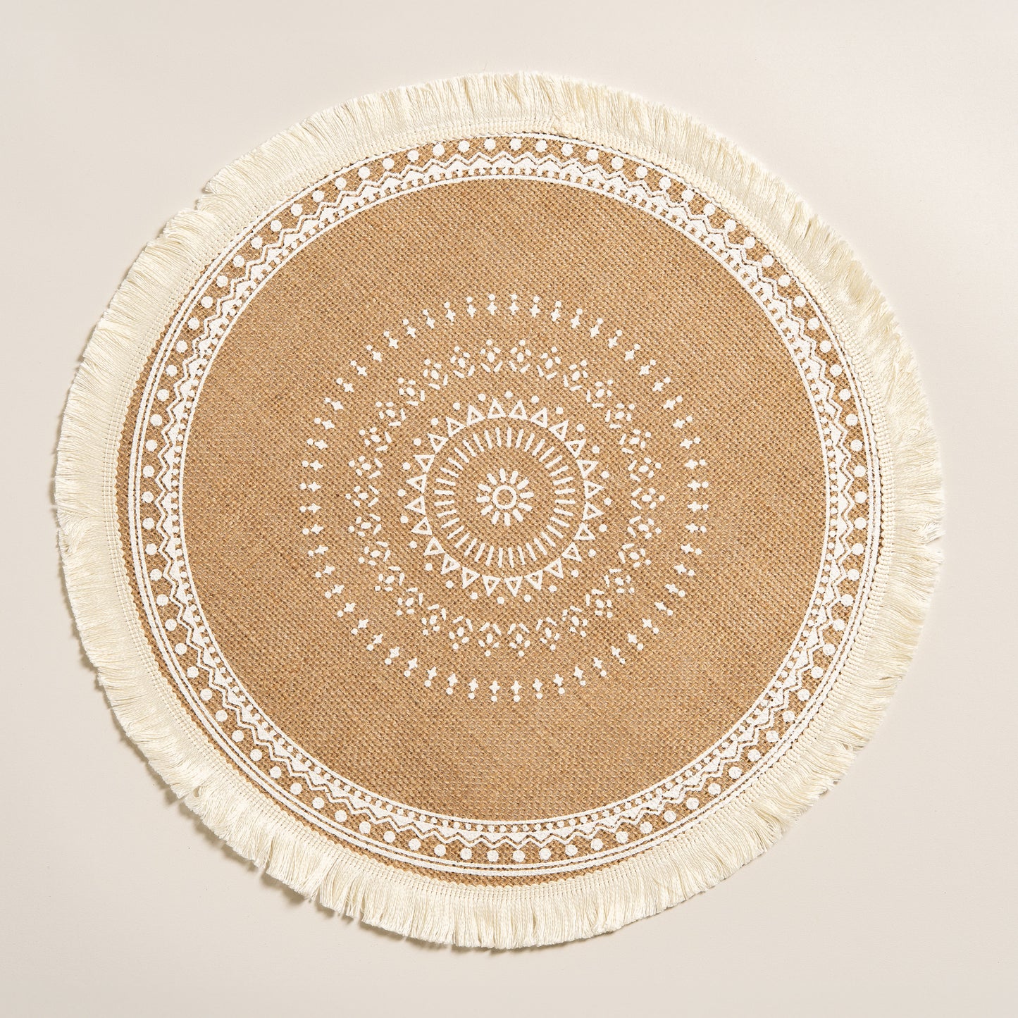 Iindividual de cañamo redondo crudo Cozy set x 6  38 cm