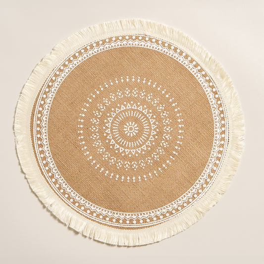 Iindividual de cañamo redondo crudo Cozy set x 6  38 cm