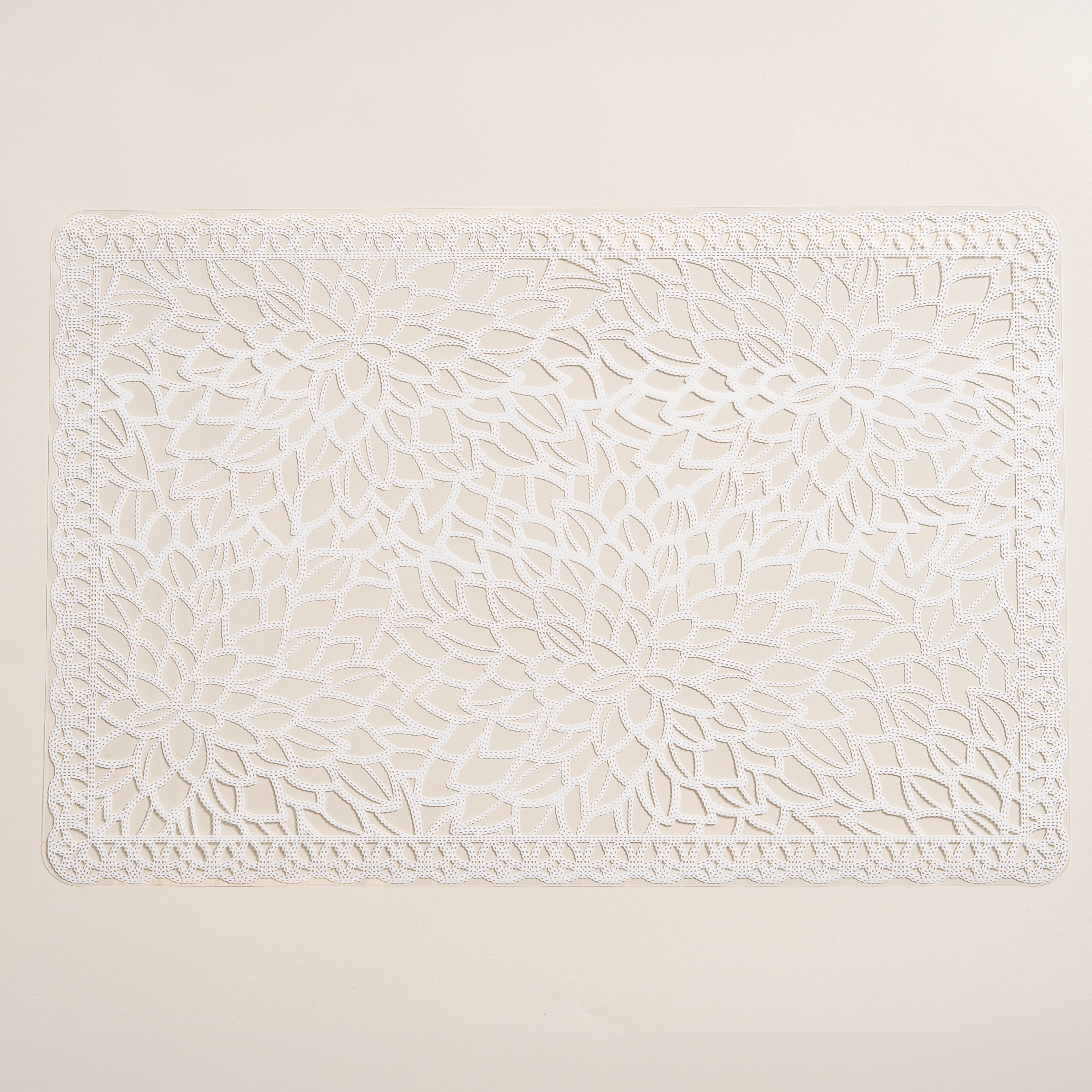Individual rectangular de pvc blanco con tramado y transparencia Set x 6 30x45 cm