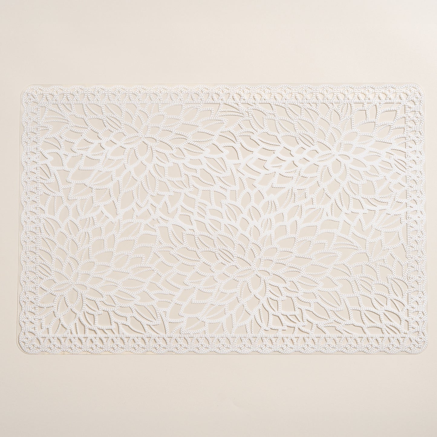 Individual rectangular de pvc blanco con tramado y transparencia Set x 6 30x45 cm