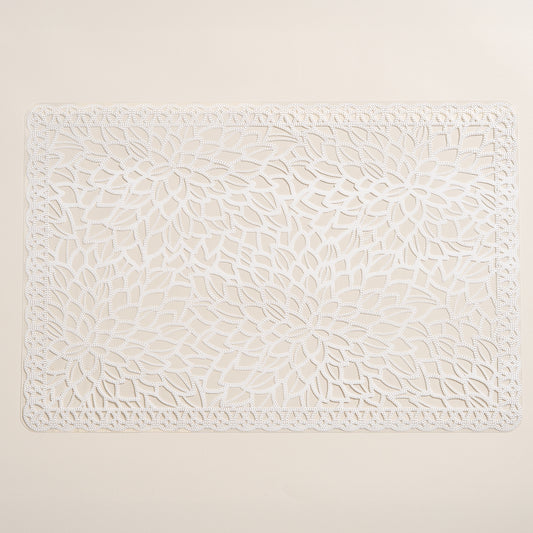 Individual rectangular de pvc blanco con tramado y transparencia Set x 6 30x45 cm