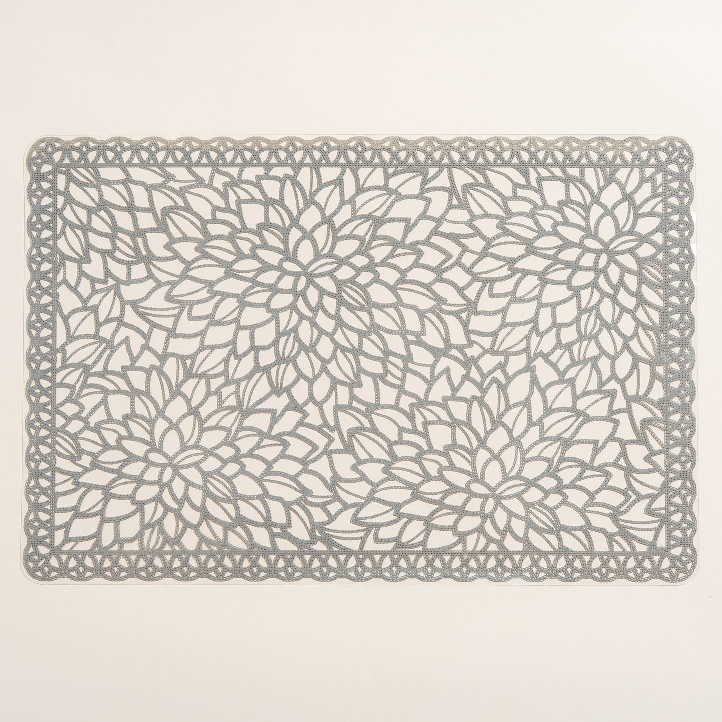 Individual rectangular de pvc gris con tramado y transparencia Set x 6 30x45 cm