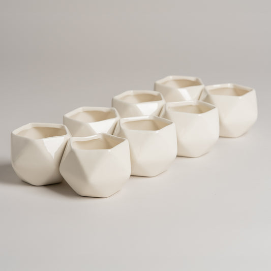 Maceta de ceramica set x 8 facetada medidas 10x7cm