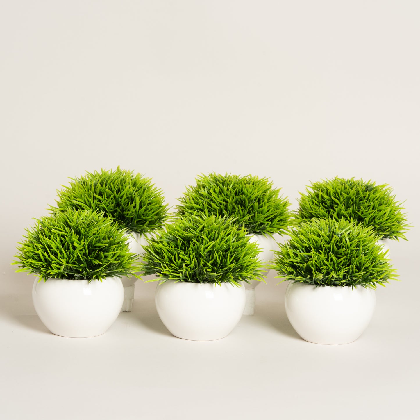 Maceta planta artificial ceramica redonda Rajesh set x 6 6x6x10 cm