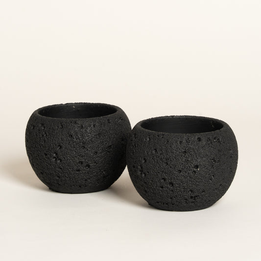 Maceta Porus negra set x 2  11x11x8 cm