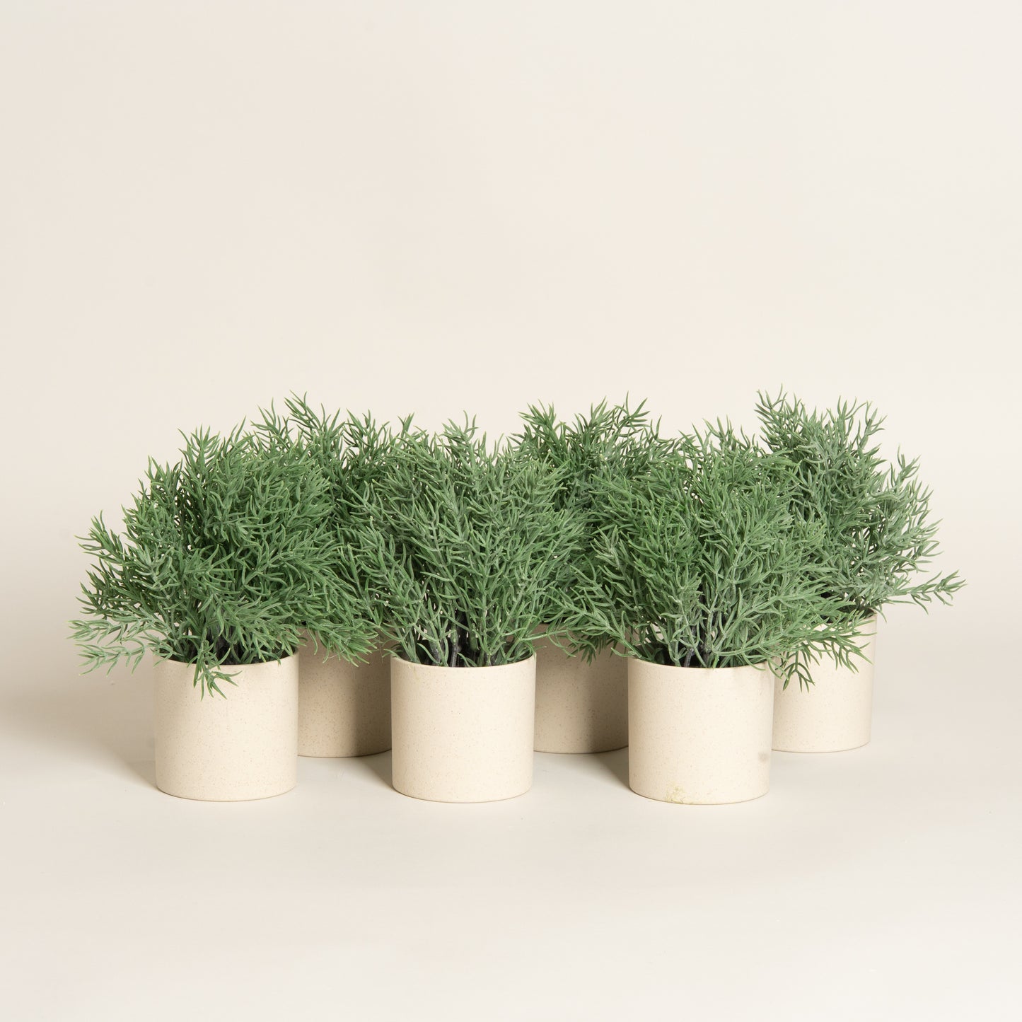 Maceta plastica beige con planta artificial Crisper set x 6  modelo 3 7x7x18 cm